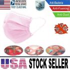 50 Pcs Medical Health Safety Protective Face Mouth Mask 3 Layers Protection In Stock Pink Color